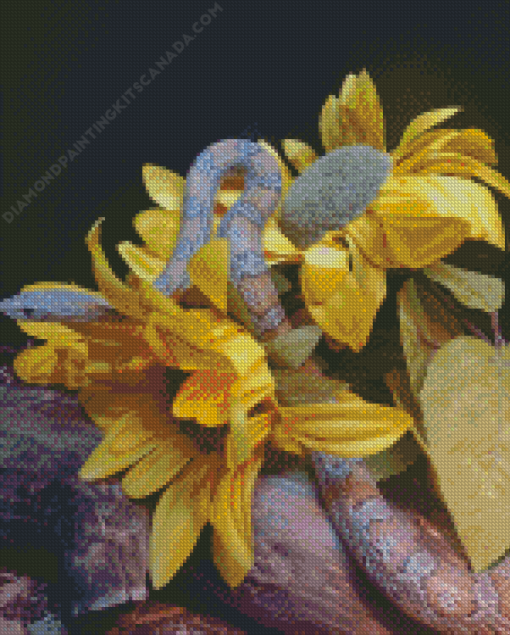 Yellow Flowers and Reptile Diamond Painting