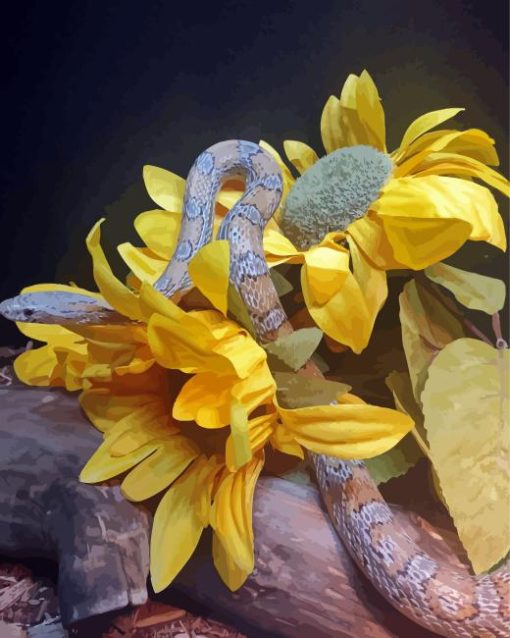 Yellow Flowers and Reptile Diamond Painting