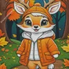 Cartoon Deer Wearing Clothes Diamond Painting