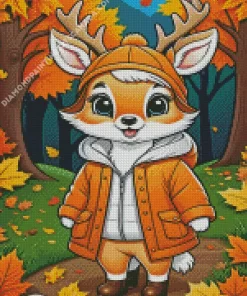 Cartoon Deer Wearing Clothes Diamond Painting