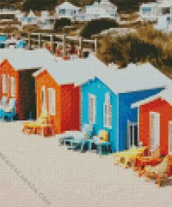 Colorful Beach Cabins Diamond Painting