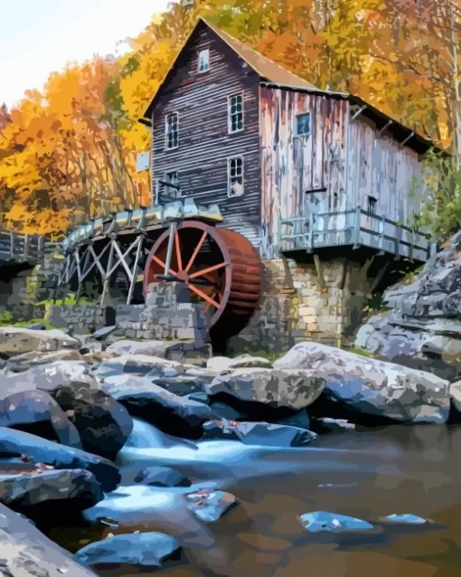 Glade Creek Grist Mill Diamond Painting