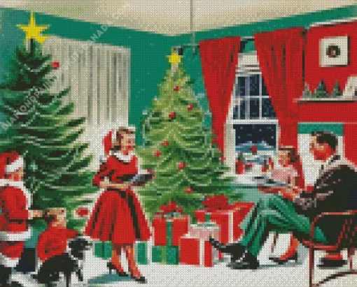 Vintage Christmas Evening Diamond Painting