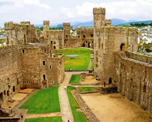 Caernarfon Castle Wales Diamond Painting