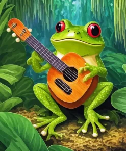 Little Frog Playing Guitar Diamond Painting