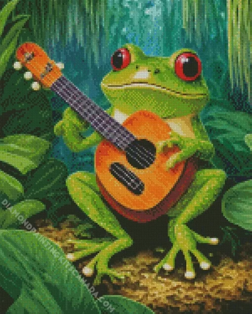 Little Frog Playing Guitar Diamond Painting