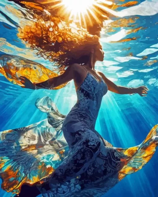 Woman Underwater Diamond Painting