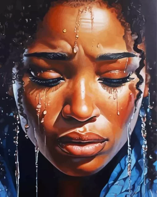 African Black Woman Crying Diamond Painting