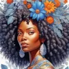 Afro Black Woman Flowers Diamond Painting