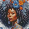 Afro Black Woman Flowers Diamond Painting