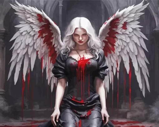 Angel Girl With Bleeding Wings Diamond Painting