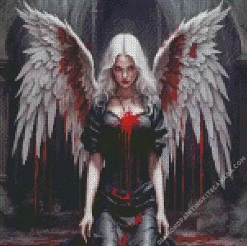 Angel Girl With Bleeding Wings Diamond Painting