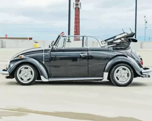 Antique Black Volkswagen Beetle Convertible Diamond Painting