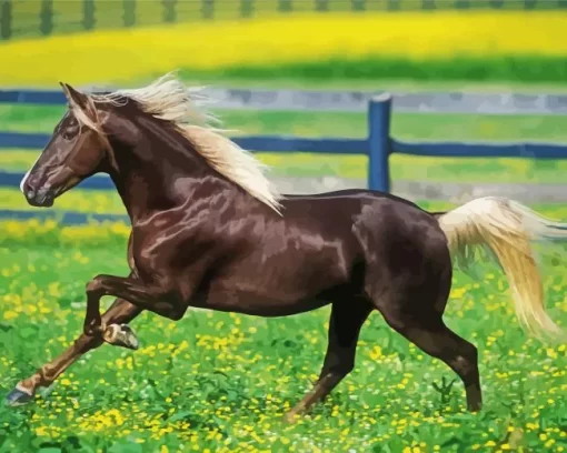 Black Horse With Blond Hair Diamond Painting