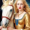 Blonde And Horse Diamond Painting