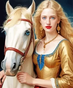 Blonde And Horse Diamond Painting