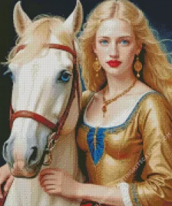 Blonde And Horse Diamond Painting