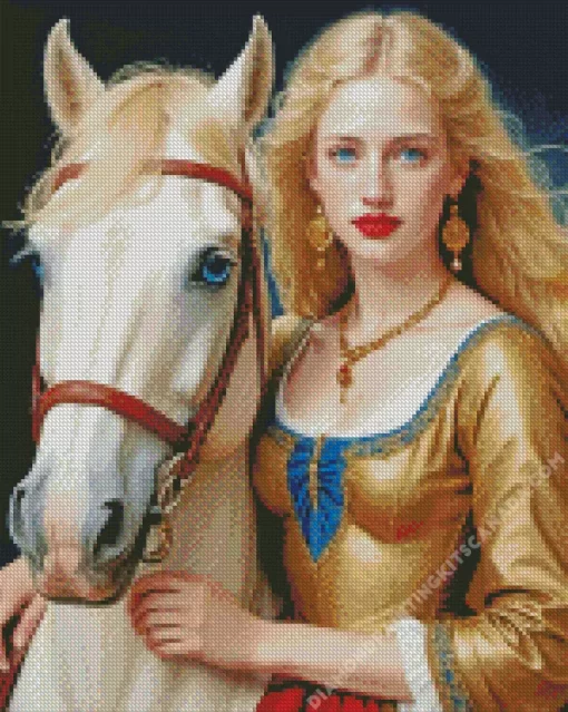 Blonde And Horse Diamond Painting