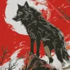 Illustration Black Wolf Art Diamond Painting