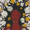 Illustration Black Woman Flowers Diamond Painting