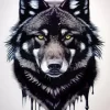 Splatter Black Wolf Head Diamond Painting