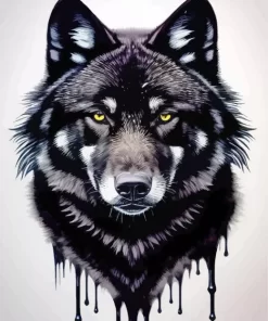 Splatter Black Wolf Head Diamond Painting