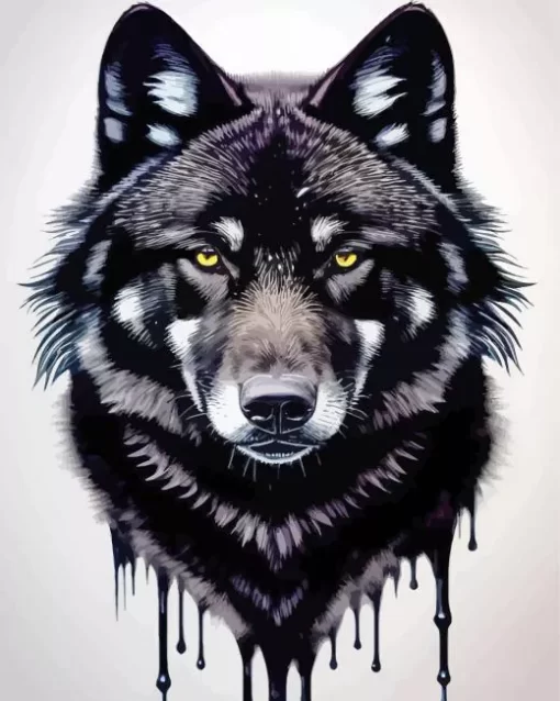 Splatter Black Wolf Head Diamond Painting