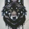 Splatter Black Wolf Head Diamond Painting