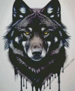 Splatter Black Wolf Head Diamond Painting