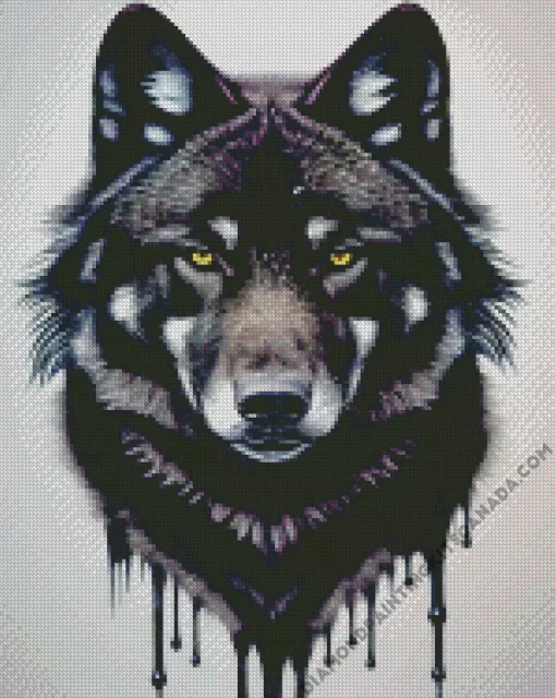 Splatter Black Wolf Head Diamond Painting