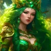 Aesthetic Green Haired Fairy Queen Diamond Painting