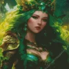 Aesthetic Green Haired Fairy Queen Diamond Painting