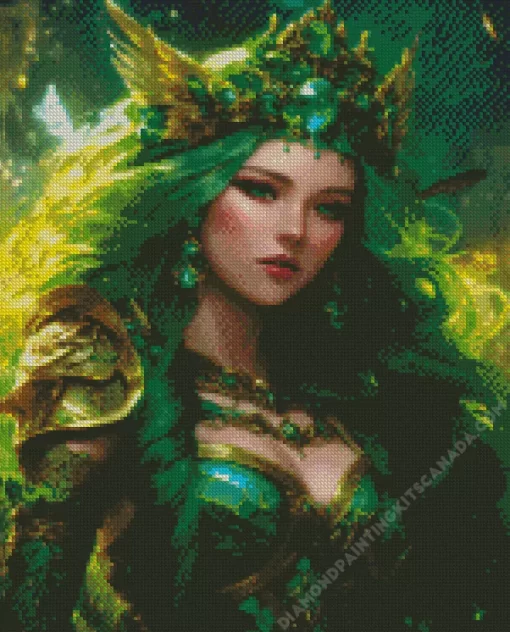 Aesthetic Green Haired Fairy Queen Diamond Painting