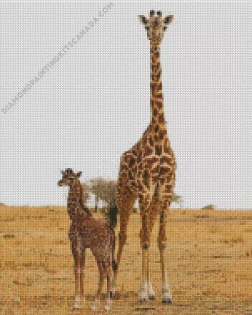 Baby And Mom Giraffe Diamond Painting