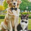 Black Tie Cat And Dog Diamond Painting