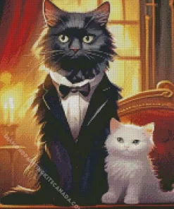 Black Tie Cat And Kitten Diamond Painting