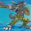 Black Weregarurumon Digimon Diamond Painting