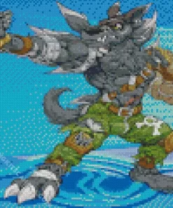 Black Weregarurumon Digimon Diamond Painting