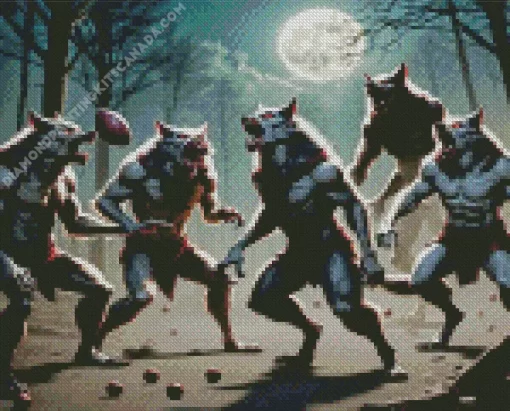 Black Werewolves Playing Diamond Painting