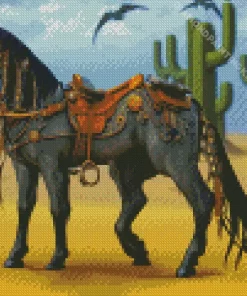 Black Western Horse Diamond Painting