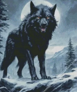 Black Wolf Art Diamond Painting