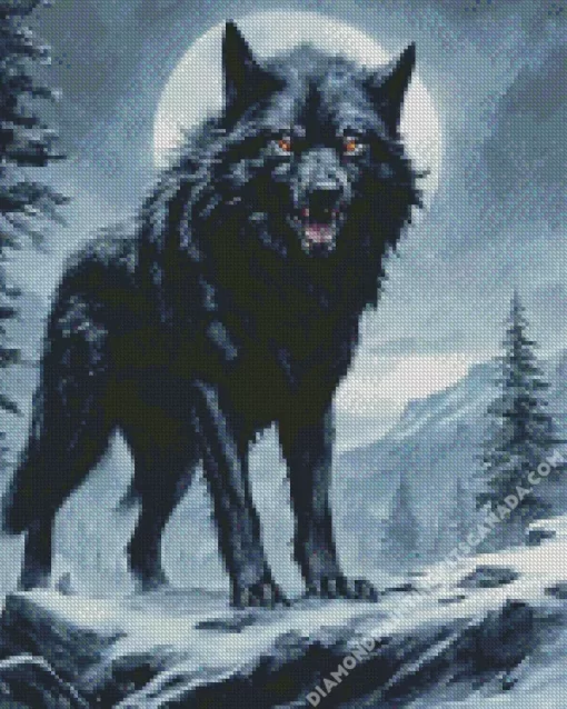 Black Wolf Art Diamond Painting