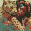 Black Woman By Leopard Art Diamond Painting