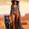 Black Woman Cowgirl With Dog Diamond Painting