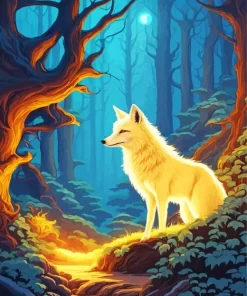 Blond Fox In Forest Diamond Painting