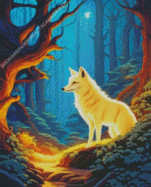 Blond Fox In Forest Diamond Painting