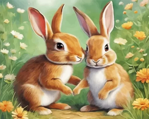 Blonde Bunnies Diamond Painting