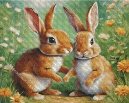 Blonde Bunnies Diamond Painting