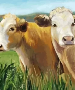 Blonde Cows Diamond Painting