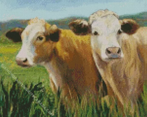 Blonde Cows Diamond Painting